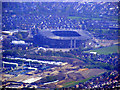 Mogden sewage works and Twickenham Stadium from the air