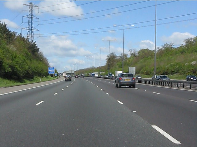 M40 Motorway crossed by power lines near... © Peter Whatley :: Geograph ...