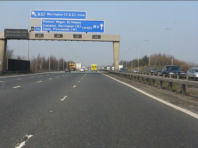 M6 Motorway - one mile to junction 21... © Peter Whatley :: Geograph ...