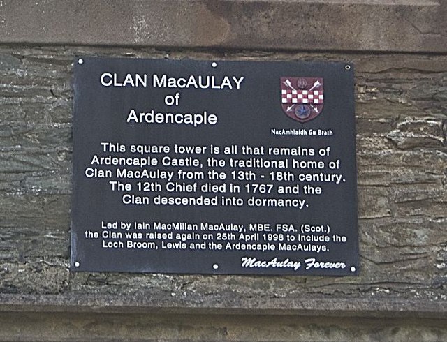 Plaque on Ardencaple Tower, Helensburgh