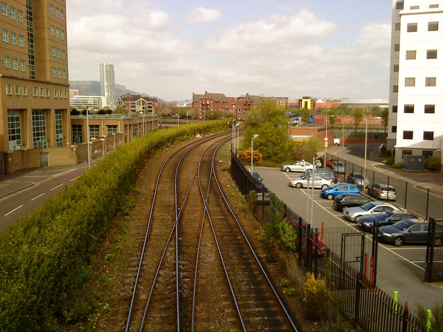 Railway track north of Belfast Central station