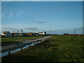 Light tower, Coastguard building, brazier and cliff top bungalows at Flamborough