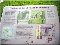 NZ3365 : St Paul's Monastery information board by Stanley Howe