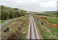 Single track railway line viewed from a weak bridge, Forgeside Road