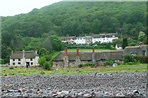SS8647 : Thatched cottages at Porlock Weir by Rose and Trev Clough