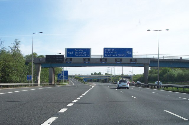 Slip road for the M65 at junction 29 on... © Raymond Knapman cc-by-sa/2 ...