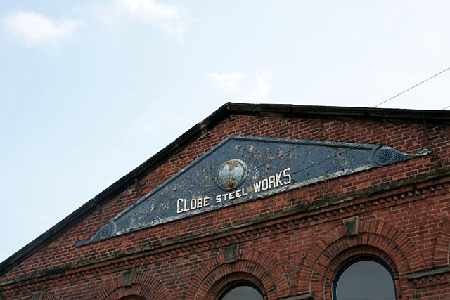 Sign for the Globe steelworks