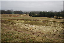 TQ6742 : Empty bunker, Brenchley Golf Course (abandoned) by N Chadwick