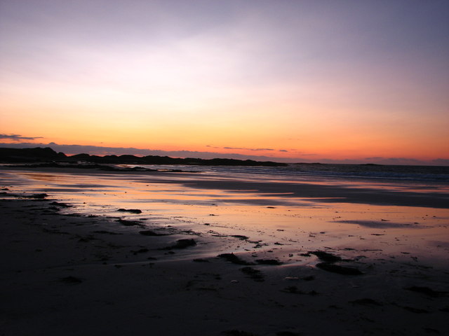 Traigh Chronaig beach sunset, Tiree