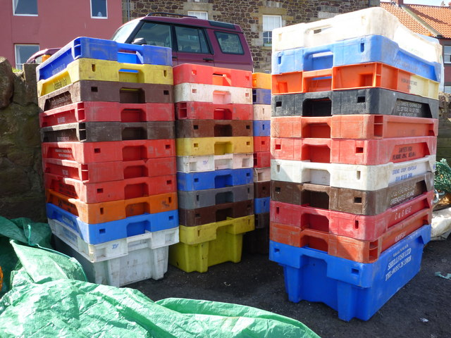 Fishboxes at Dunbar - Sunday 24th April 2011 : Multicoloured Stacks