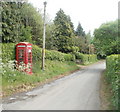 Old-style red phone box near Raglan