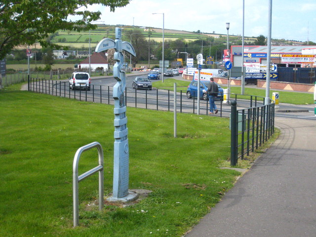 National Cycle Network milepost beside the River Mourne