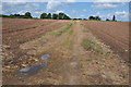SP0753 : Track through arable land, Dunnington by Philip Halling