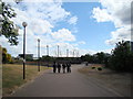 View of the O2 from the riverside path opposite Bow Creek