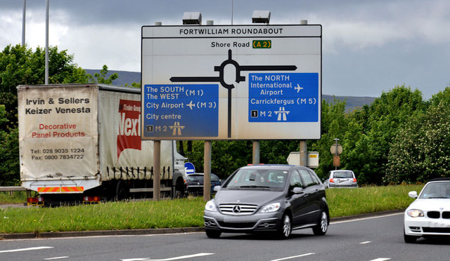 Fortwilliam roundabout sign, Belfast