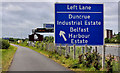 J3478 : Direction sign, M2 near Belfast by Albert Bridge
