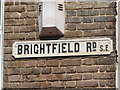 Old sign for Brightfield Road, SE12