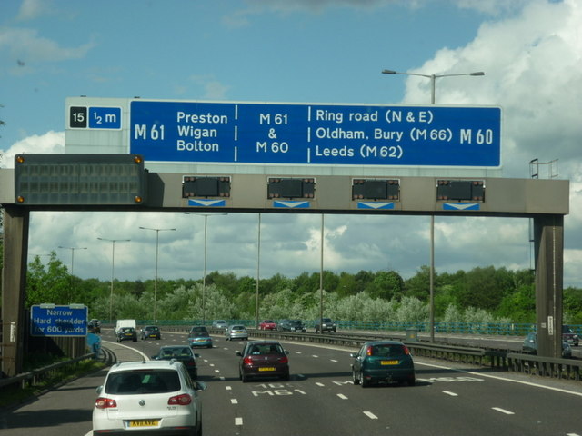 Approaching junction 15 on the M60... © Ian S cc-by-sa/2.0 :: Geograph ...