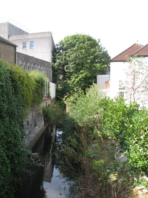The Quaggy River west of Meadowcourt Road, SE3