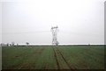 Pylon in an arable field near Stone Road End Farm