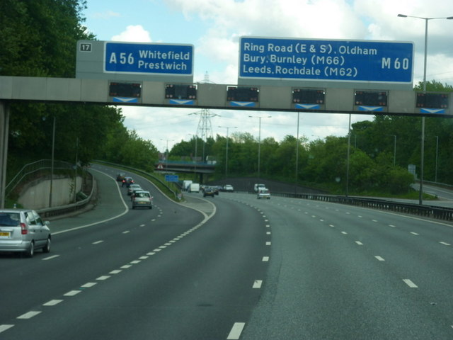 Junction 17, M60 clockwise © Ian S cc-by-sa/2.0 :: Geograph Britain and ...