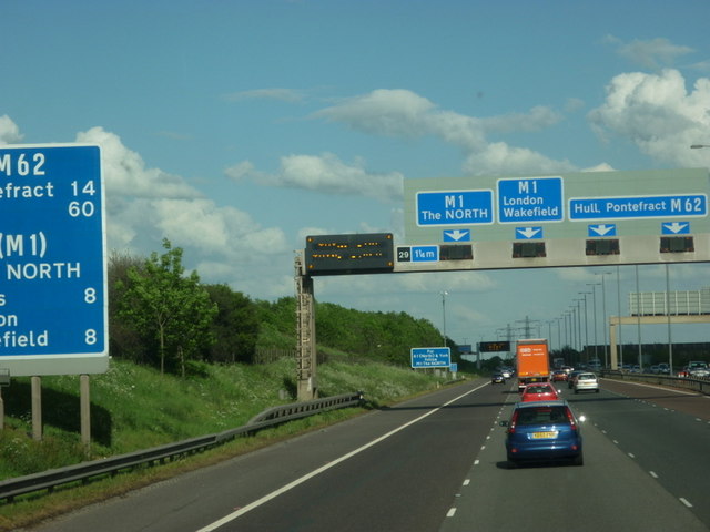 Approaching junction 29 on the M62 east... © Ian S cc-by-sa/2.0 ...