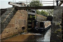 SJ5360 : Narrow Boat Entering Wharton's Lock by K  A
