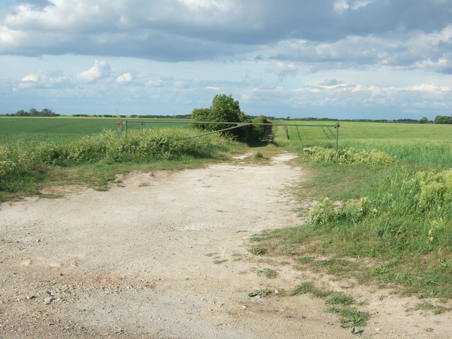 Gated farm track near Lower Portland Farm, Burwell, Cambridgeshire