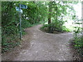 Footpath branching away bridleway on edge of Burgess Hill