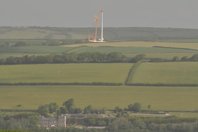 The tower and nacelle await blades to complete this turbine on Buttercombe Lane