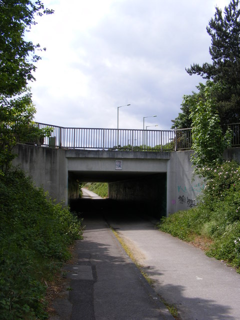 Subway & path to the A1214 Main Road