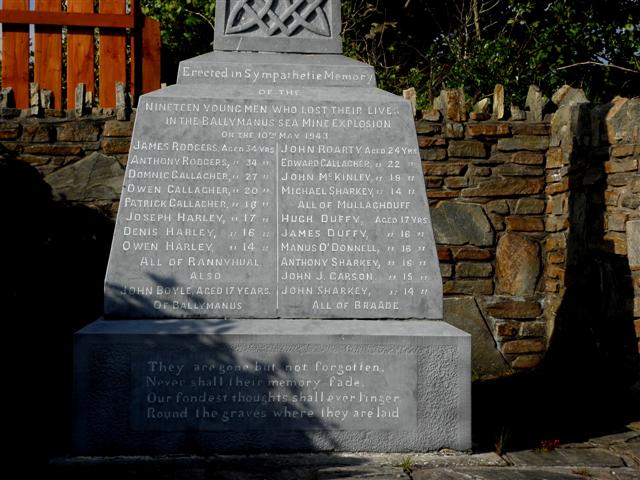 Inscription Memorial, Ballymanus Sea Mine Explosion