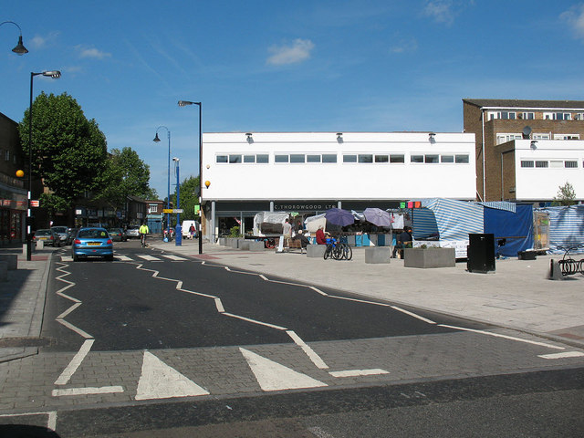 Pedestrian crossing at Bermondsey Blue Market