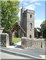 Lych gate and church tower, St Cadoc