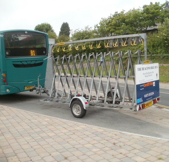 Beacons Bus bicycle trailer, Brecon bus station