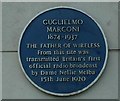 Plaque on Marconi Works, New Street