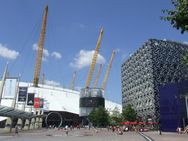 In front of the O2, North Greenwich