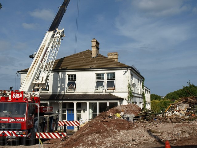 House undergoing demolition, Barton Road, Torquay