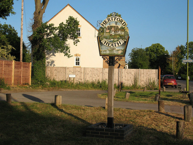 Sign for Hertford Heath village