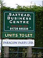 TM2564 : Sign at Saxtead Business Centre by Geographer