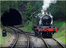 SJ9853 : Locomotive changing tracks at Cheddleton Tunnel #3, Staffordshire by Roger  D Kidd