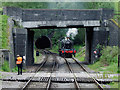 Bridge, locomotive and tunnel portal near Cheddleton, Staffordshire