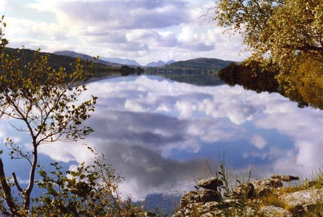 Clouds over the calm waters of Loch Rannoch, a haven for anglers and walkers