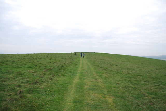 Walkers on the South Downs Way near Red Lion Pond