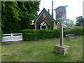 The Old School and village sign, Egleton