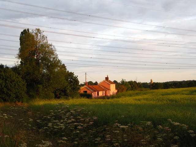 Pink cottage in the evening sun