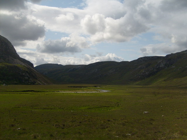 Looking along  Strath Coille na Fearna towards Glen Golly