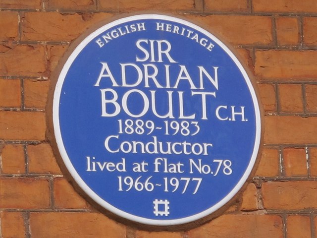 Blue plaque re Sir Adrian Boult, Marlborough Mansions, Cannon Hill, NW6