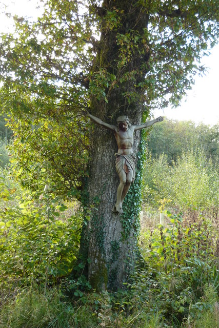 Crucifix beyond the Hidden Garden of Hilfield Friary