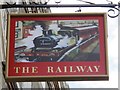 TQ2584 : Sign for The Railway, West End Lane / Broadhurst Gardens, NW6 by Mike Quinn